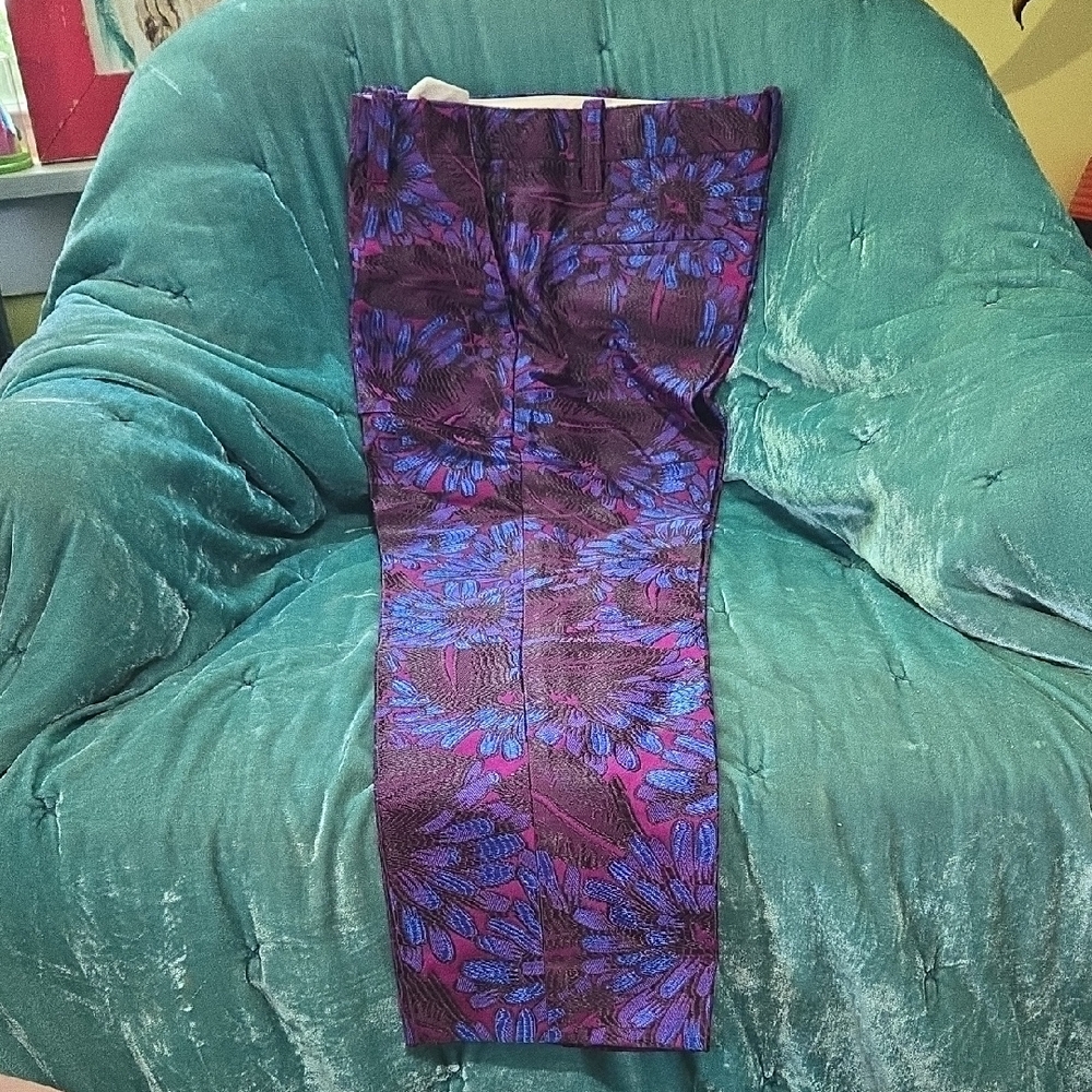 J. Crew Purple and Blue Floral Cropped Pants